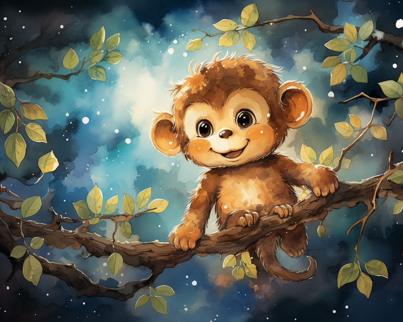 Gute Nacht Geschichte für Kinder: Der Affe und das verschlafene Abenteuer