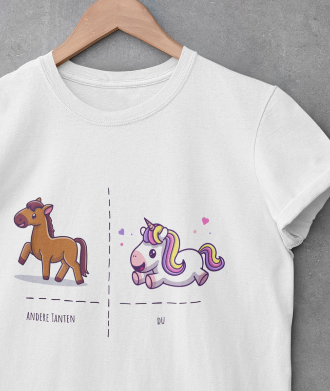 Lustiges Geschenk für Tanten, T-Shirt mit Pferd und Einhorn: Andere Tanten, Du