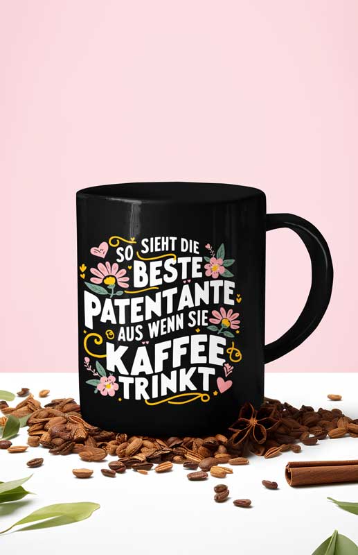 Lustige Tasse für Patentante: So sieht die beste Patentante aus, wenn sie Kaffe trinkt